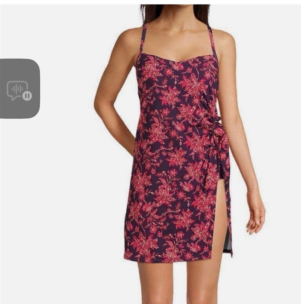 New Land's End Swim Dress Resistant Sweetheart Swim Dress Sz S Jacobean #64